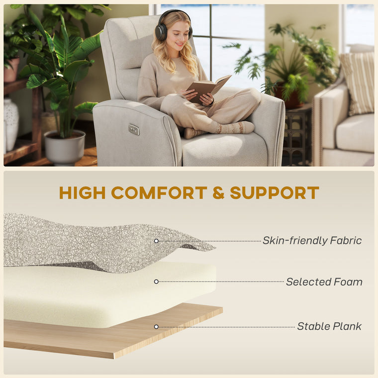 Power Recliner Chair with USB Ports and Footrest