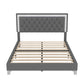 Queen Size Upholstered Bed Frame with LED Lights, Modern Velvet Platform Bed with Tufted Headboard, 84" L x 64" W x 44.5" H, Gray