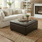 Large Ottoman with Upholstered PU Leather and High‑Density Foam, Modern Coffee Table with Storage, 34'' L x 34'' W x 18.5'' H, Chocolate