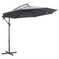 10ft Offset Patio Umbrella with Base, Garden Hanging Parasol with Crank, Banana Cantilever Umbrella Sun Shade, Grey