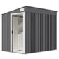 5'x7' Lean to Galvanized Metal Shed with Foundation, Garden Tool Storage House with Sliding Door and 2 Vents, Dark Grey