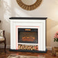 41 Inch Electric Fireplace with Mantel, 1400W Fireplace Heater with Adjustable 3D Flame Effect, Black and White