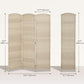 6 Ft Tall Folding Room Divider, 3 Panel Portable Privacy Screen, Hand-Woven Partition Wall Divider, Light Oak