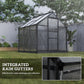 Greenhouse Garden, Green House, Outdoor Greenhouse Kit, PC Board with Sliding Door, 6.2' x 6.3' x 6.6', Grey