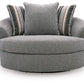 Creston Heights - Oversized Swivel Accent Chair - Smolder