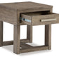 Loyaska - Grayish Brown - Rectangular End Table