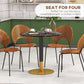 Round Dining Table, Modern Dining Room Table with Faux Marble Top, Steel Base, Space Saving Small Kitchen Table, Black