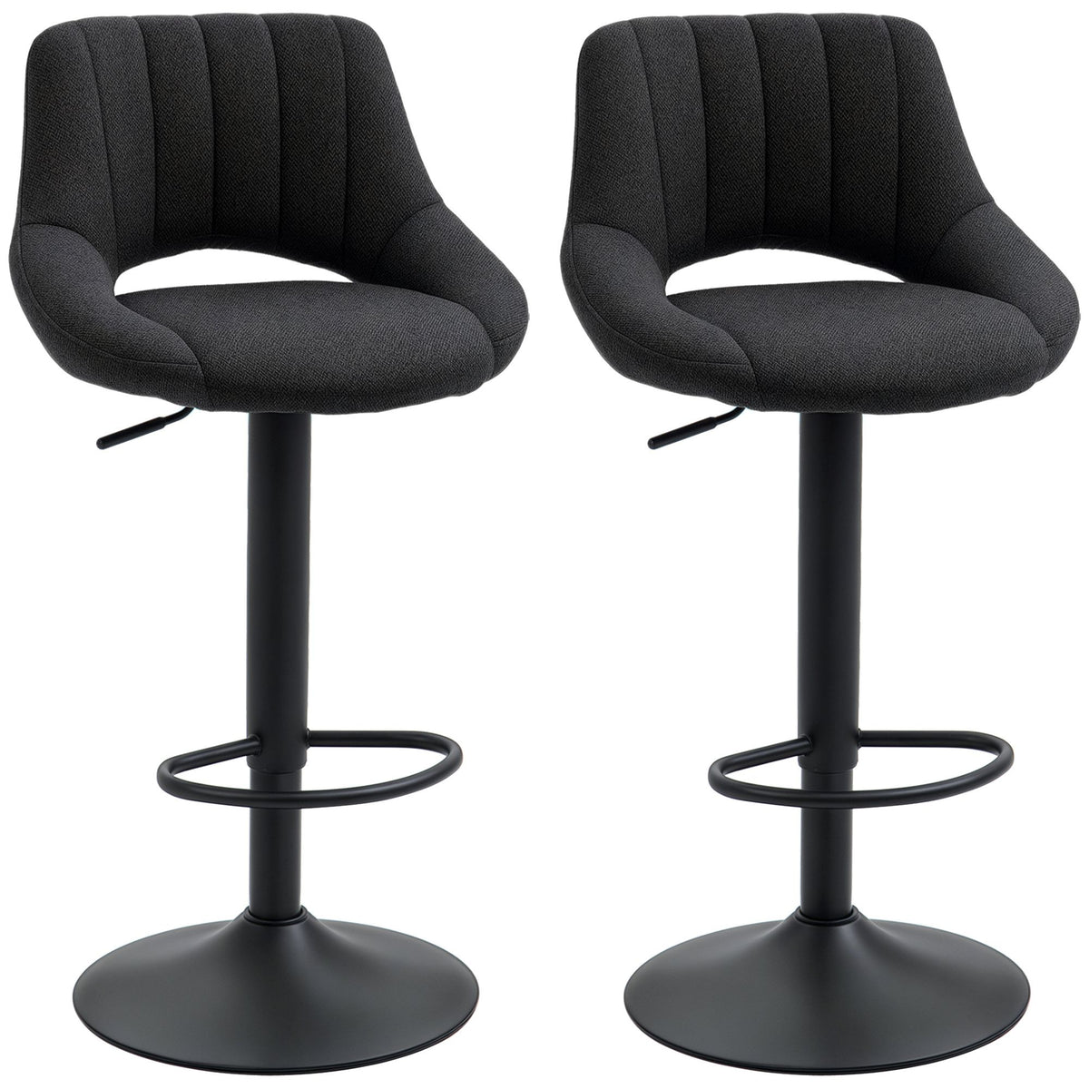 Swivel Bar Stools Set of 2, Linen Upholstered Counter Height Barstools with Round Metal Base