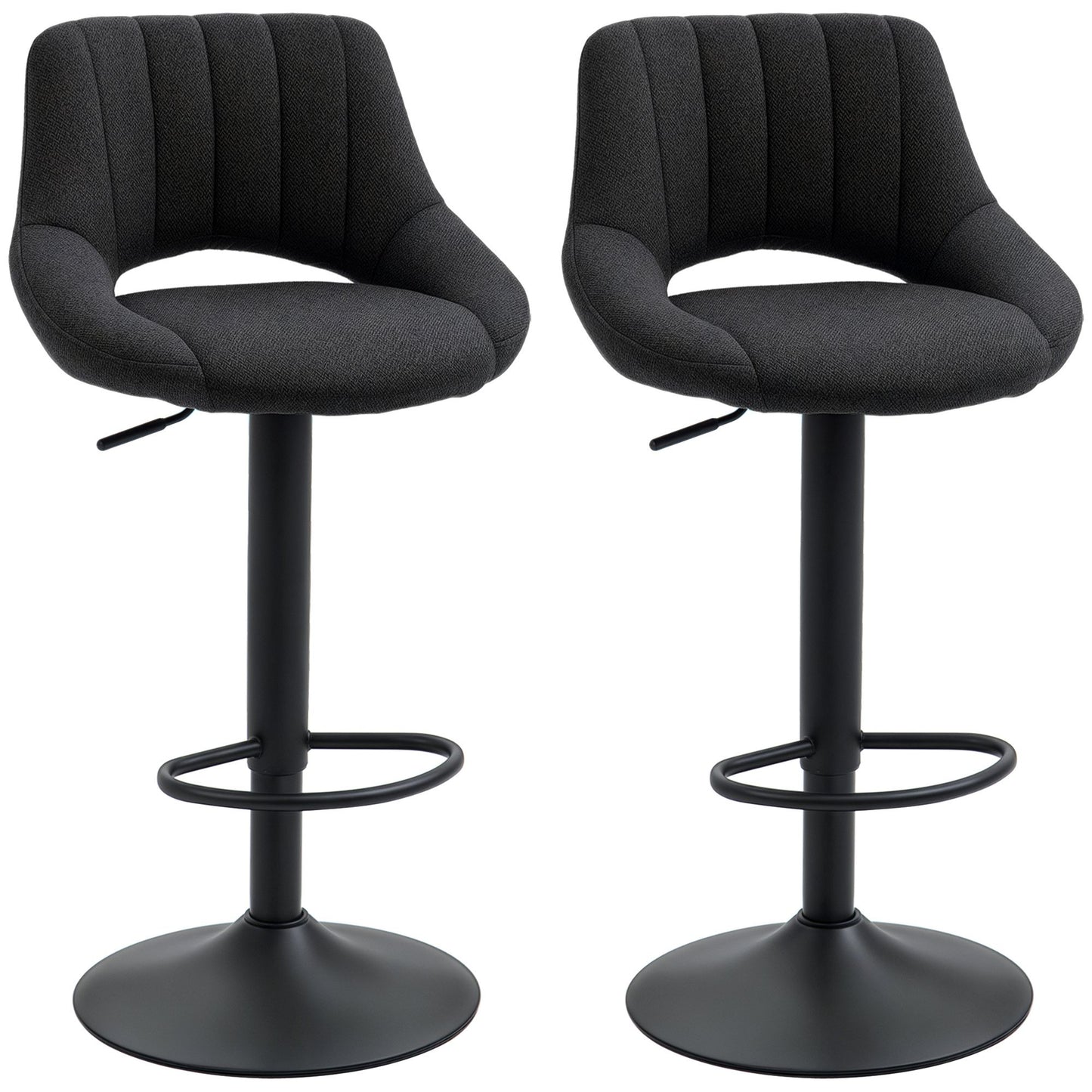 Swivel Bar Stools Set of 2, Linen Upholstered Counter Height Barstools with Round Metal Base