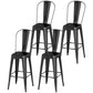 24" Set of 4 Bar Stools Kitchen Industrial Breakfast Bistro Cafe Metal Frame Black
