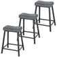 Velvet Bar Stools Set of 3 with Footrest - Grey