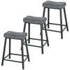 Velvet Bar Stools Set of 3 with Footrest - Grey