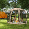 11' x 11.5' Screen Tent, Pop Up Camping Gazebo with Portable Carry Bag and 2 Doors, Beige