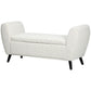 Upholstered Storage Bench with Arms, Modern Ottoman Bench for Bedroom, Entryway, and Living Room, Cream White
