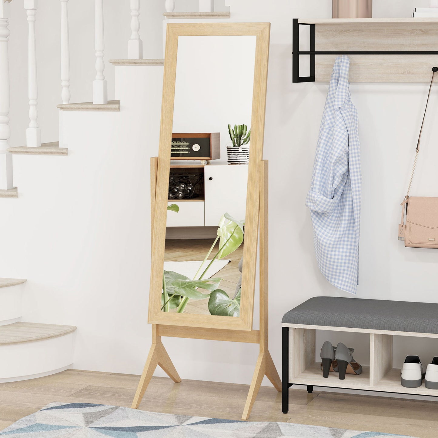 Adjustable Angle Dressing Full Length Mirror, Oak