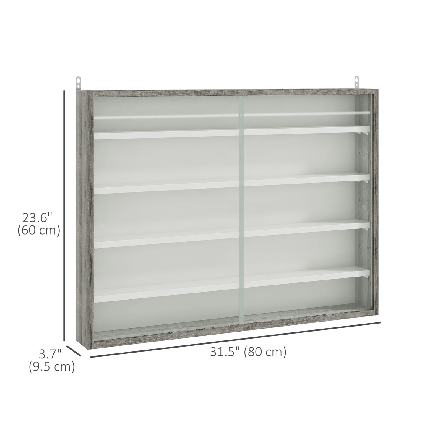 5-Tier Display Cabinet, Shot Glass Display Case, Glass Curio Cabinet with 2 Glass Doors and 4 Adjustable Shelves, White