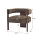 Modern Lounge Sofa Chair with Barrel-Back Design, Stylish Accent Armchair with 3-Leg Frame, 29.5" L x 26" W x 27" H, Dark Brown+Walnut