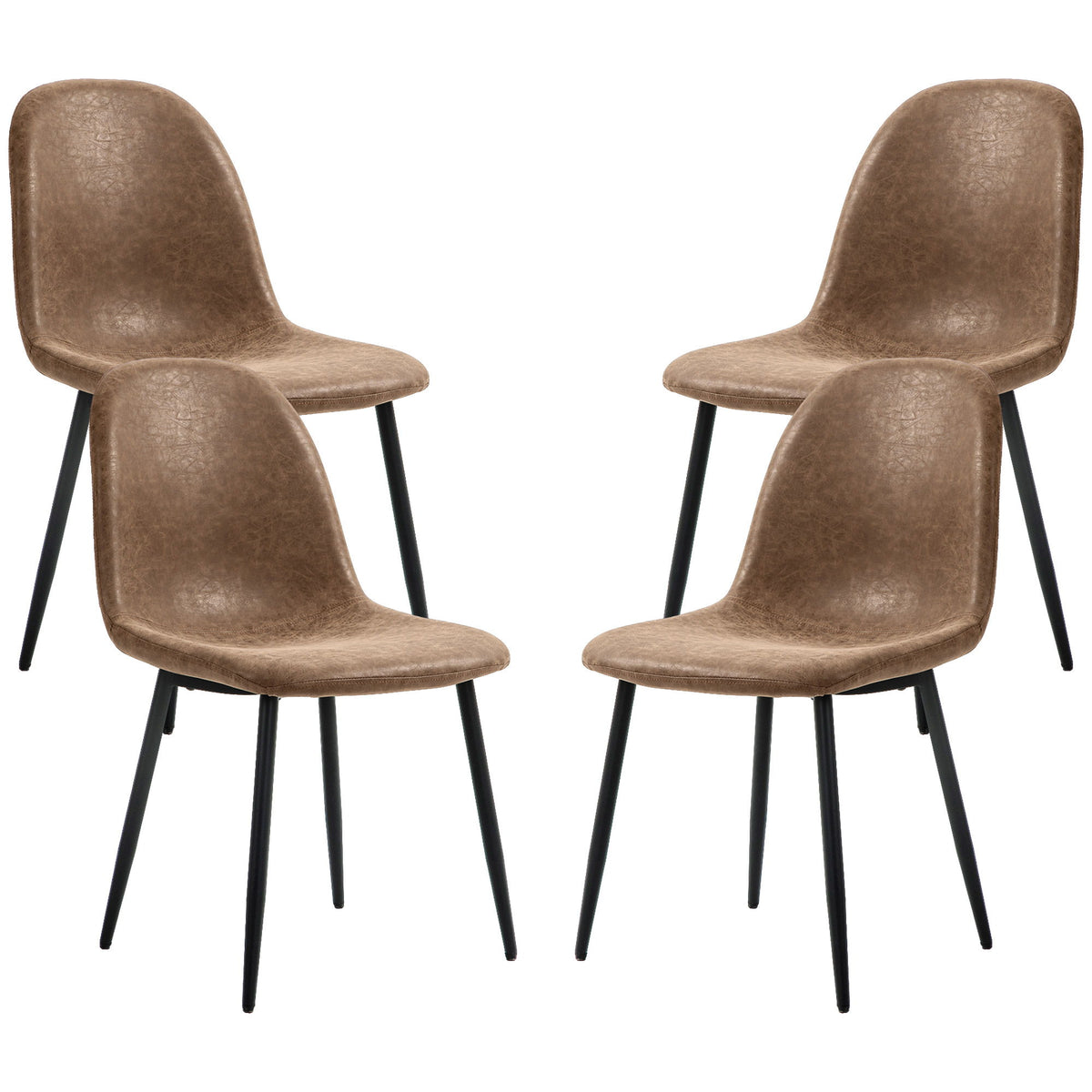 Retro Dining Table Chairs Set of 4, PU Leather Upholstered Kitchen Table Chairs for Living Room, Bedroom