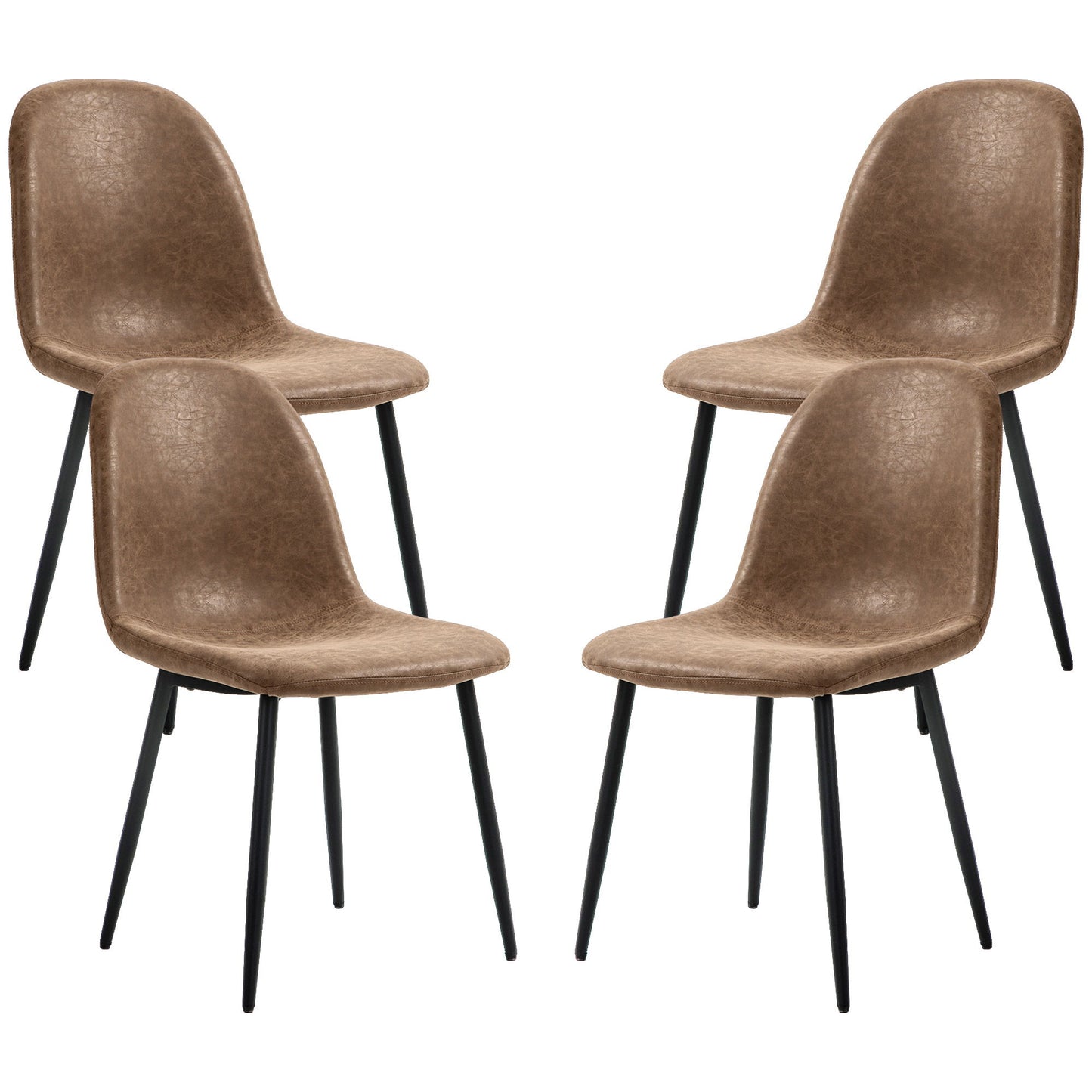 Retro Dining Table Chairs Set of 4, PU Leather Upholstered Kitchen Table Chairs for Living Room, Bedroom