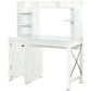 Computer Desk with Storage, 47 Inch Farmhouse Home Office Desk with Open Shelves and 2-Tier Cabinet, White