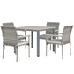 5 Pieces Wicker Outdoor Furniture Set, Rattan Patio Dining Set with Cushions, Umbrella Hole for Garden Backyard, Grey