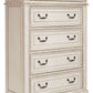 Realyn - White / Brown / Beige - Five Drawer Chest