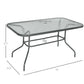 Metal Garden Dining Table with Umbrella Hole, Outdoor Patio Table with Tempered Glass Top, 55" x 31.5"