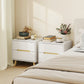 Nightstand Set of 2 with 2 Drawers and Solid Wood Legs - White