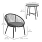 3 Piece Wicker Patio Furniture Set with Soft Seat Cushions, Tempered Glass Tabletop, Bistro Set for Garden, Black