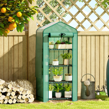 Mini Greenhouse with Screen Roof, Portable Small Greenhouse with Roll-Up Zipper Door - 27.6" x 19.7" x 62.2"
