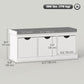 Shoe Storage Bench, Linen-Look Entryway Bench with 3 Removable Drawers and Padded Seat Cushion for Hallway, White