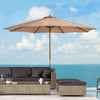 10' x 8' Wooden Patio Umbrella, Garden Parasol, Outdoor Sunshade Canopy with Bamboo Rib for Outdoor, Khaki