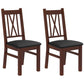Farmhouse Dining Table Chairs Set of 2, Pine Wood Kitchen Table Chairs with PU Leather Cushion for Living Room, Bedroom