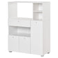 Compact Kitchen Pantry Cabinet with Microwave Stand - White