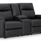 Axtellton - Carbon - Dbl Power Reclining Loveseat With Console - Faux Leather