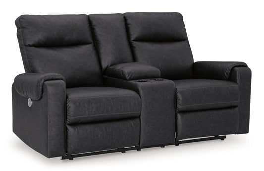 Axtellton - Carbon - Dbl Power Reclining Loveseat With Console - Faux Leather