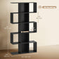 5-Tier S-Shaped Geometric Bookshelf - Black Wood Grain