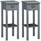 Bedside Table Set of 2, Narrow Side Table with Drawer and Shelf, 2 Tier Tall Nightstand for Bedroom, Grey