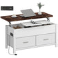 Lift Top Coffee Table, Center Table with 3 Hidden Compartments, 2 Fabric Drawers, Expandable Top and Charging Station