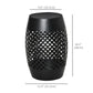 12" Steel Patio End Table, Round Hollow Drum Side Table, Accent Table for Indoor and Outdoor, Black