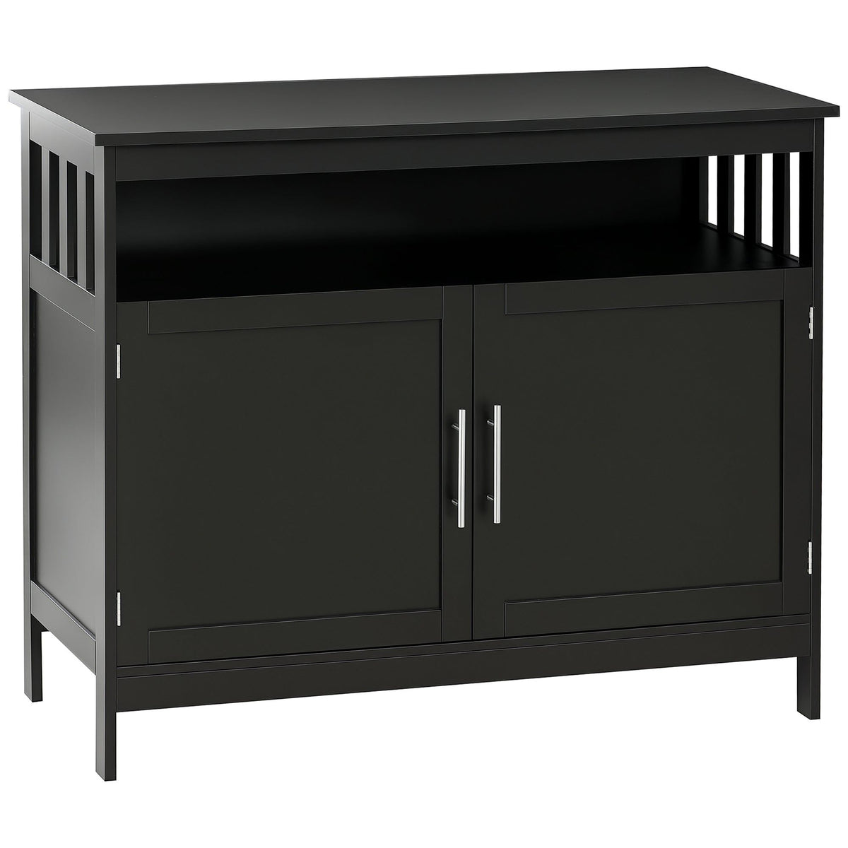 Kitchen Sideboard Buffet with Open Shelf - Black