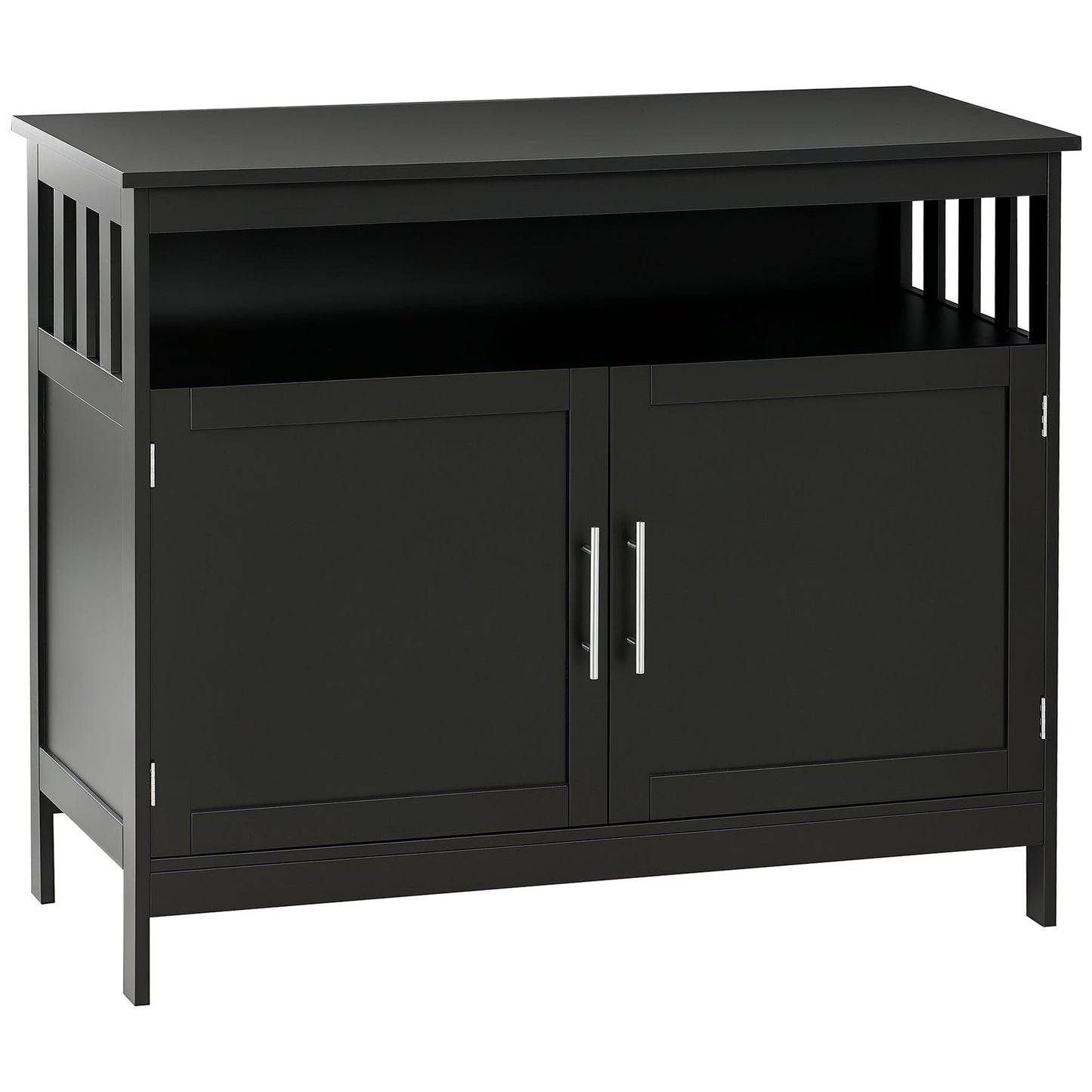 Kitchen Sideboard Buffet with Open Shelf - Black