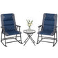 3pc Patio Foldable Rocking Chair Set, Outdoor Rocking Chairs and Table Bistro Set w/ Padded Seat, Headrest, Backrest for park, backyard, garden, Blue