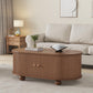 Wood Oval Coffee Table with Space-Saving Design, Stylish Center Table with Hidden Compartment, 39.5" L x 19.5" W x 15.5" H, Wood