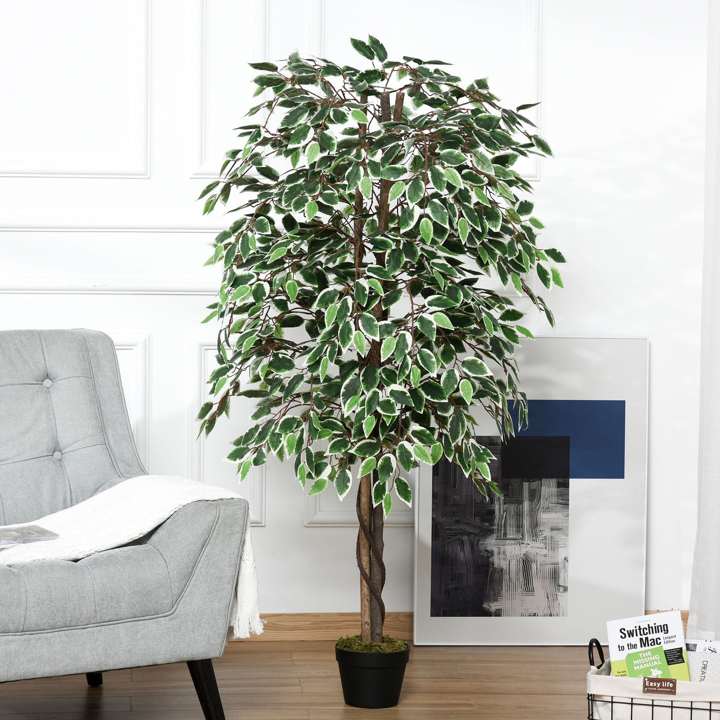 5.3ft Artificial Tree, Indoor Fake Ficus with Pot, for Home Office Living Room Decor