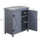 Garden Storage Cabinet, Outdoor Tool Shed with Galvanized Top and Two Shelves for Yard Tools or Pool Accessories, Grey