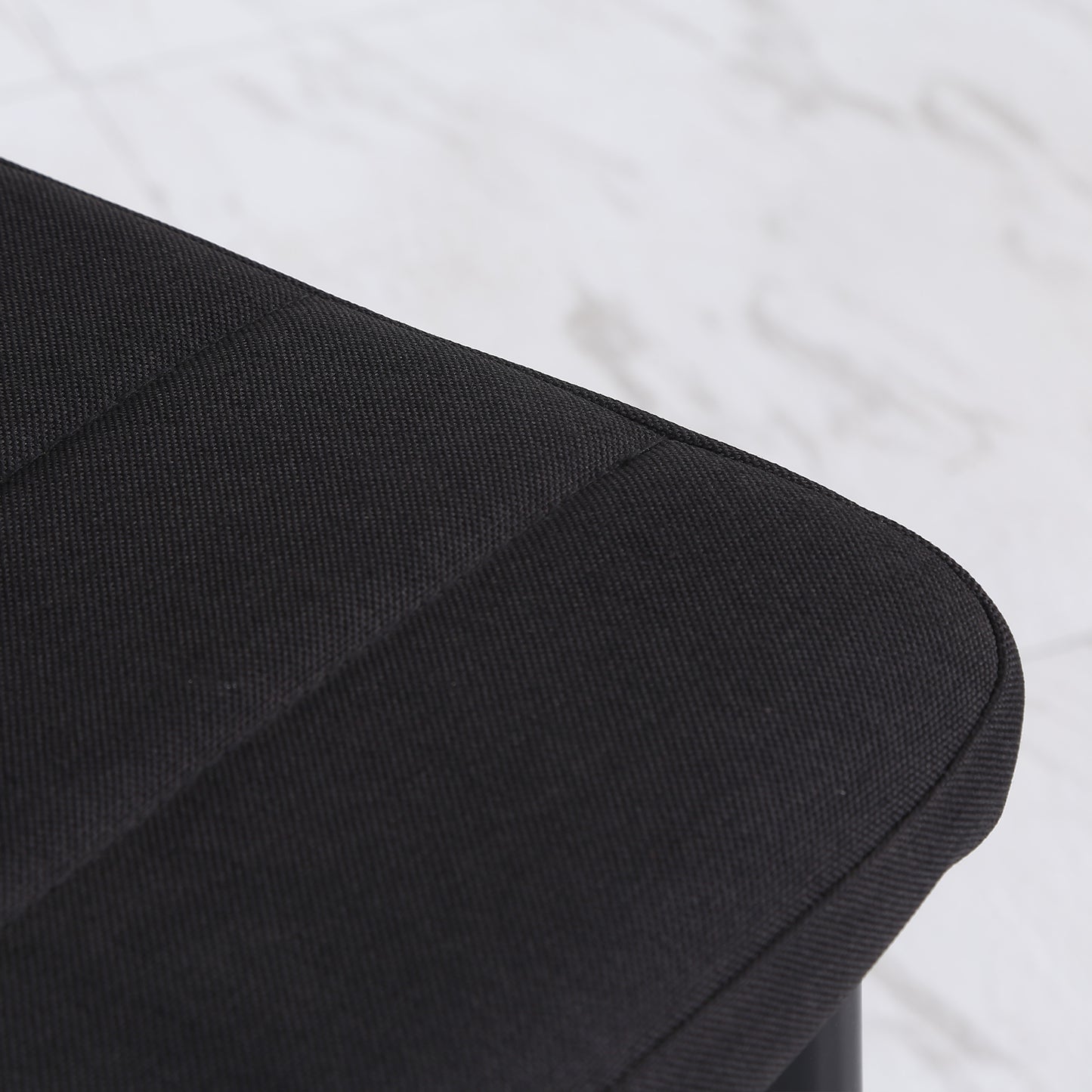 Modern Dining Chairs High Back Upholstered Linen Fabric with Metal Legs for Kitchen Black