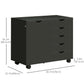 Lateral Filing Cabinet, 5-Drawers File Cabinet with Door and Adjustable Shelf, Mobile Office Storage Cabinet on Wheels, Printer Stand for Home Office, Black