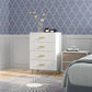 4 Drawer Cabinet, Drawer Chest for Bedroom, Chest of Drawers with Aluminium Legs and Gold Handles, White