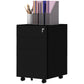 Vertical Steel Filing Cabinet on Wheels, 3-Drawer Lockable File Cabinet with Adjustable Hanging Bar for A4, Legal and Letter Size, for Home Office, Black